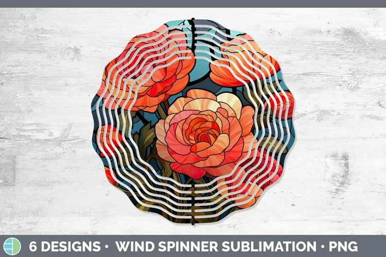 Stained Glass Flowers Ranunculus Wind Spinner | Sublimation
