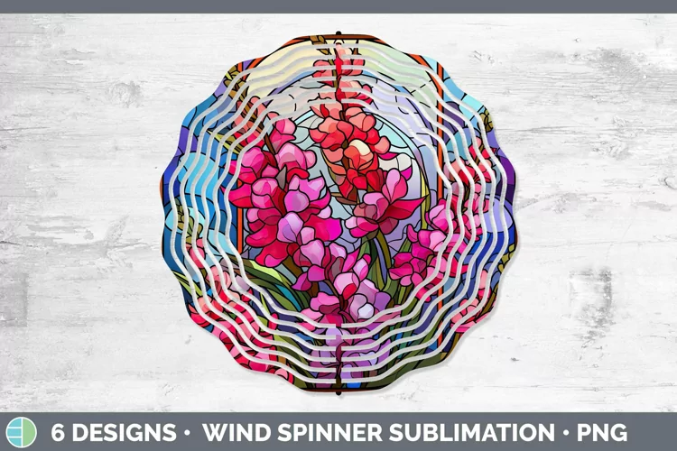 Stained Glass Flowers Snapdragon Wind Spinner | Sublimation