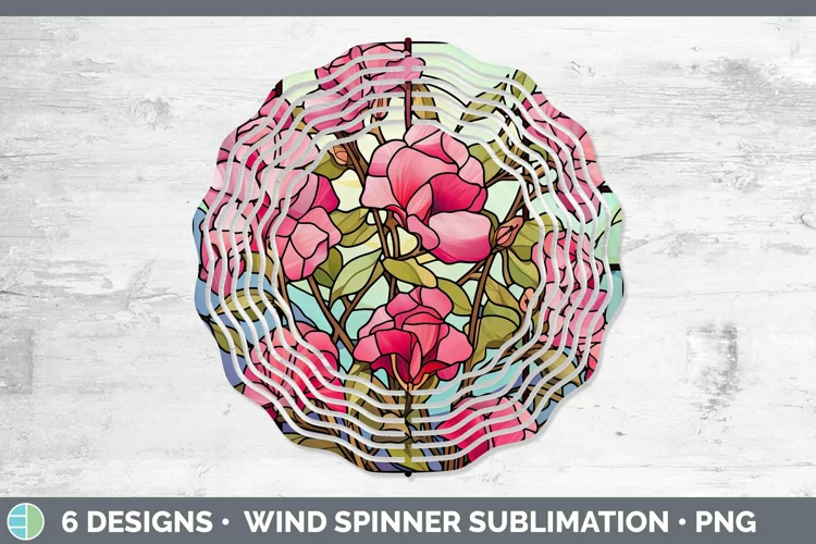 Stained Glass Flowers Sweet Pea Wind Spinner | Sublimation S