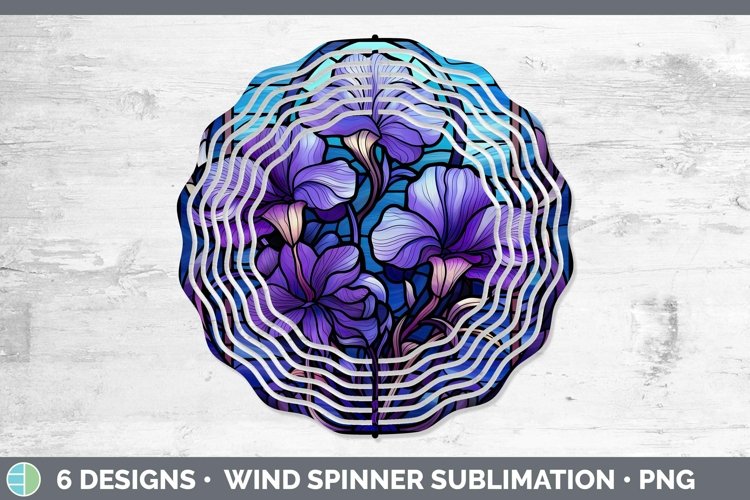 GorgeousStained Glass Flowers Wind Spinner design.