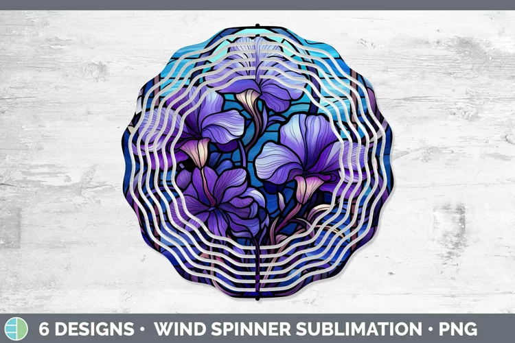 Stained Glass Flowers Violet Wind Spinner | Sublimation Spin