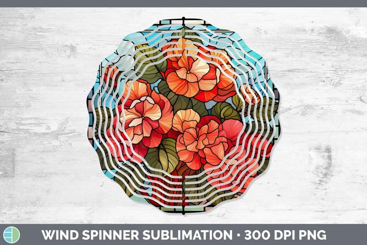 Stained Glass Flowers Begonia Wind Spinner Sublimation Spinn