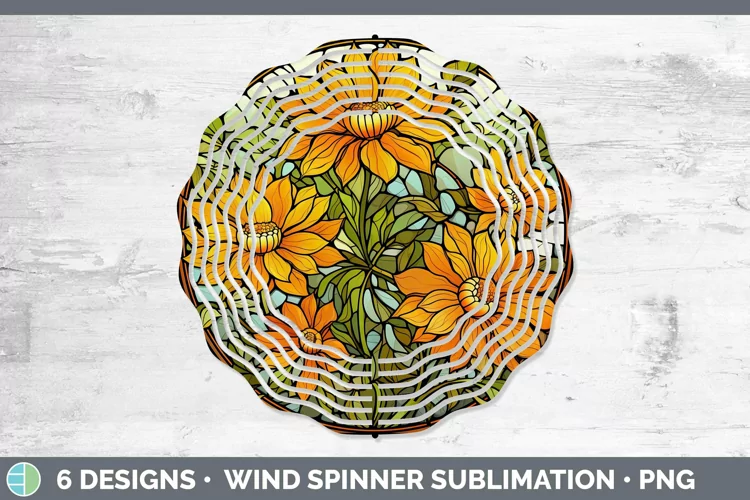 Stained Glass Flowers Calendula Wind Spinner Sublimation Spi