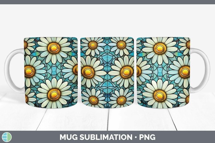 GorgeousStained Glass Flowers Mug Wrap design.
