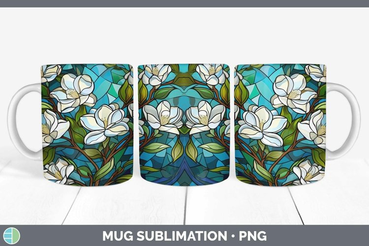 GorgeousStained Glass Flowers Mug Wrap design.