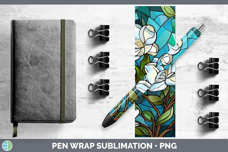 Stained Glass Flowers Gardenia Pen Wrap Sublimation Epoxy Pe example image 1