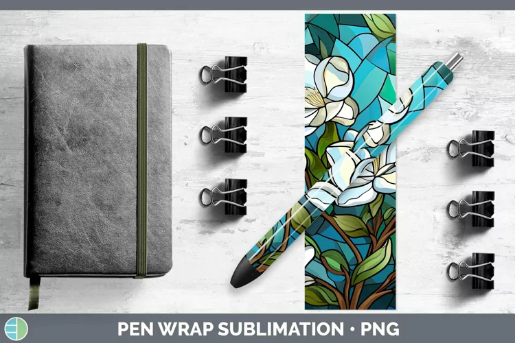 Stained Glass Flowers Gardenia Pen Wrap Sublimation Epoxy Pe