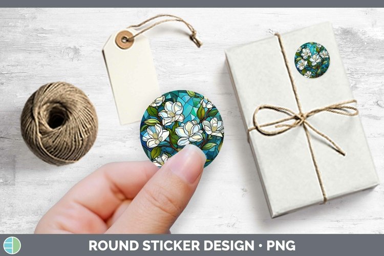 GorgeousStained Glass Flowers Stickers design.