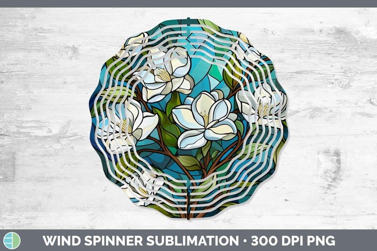 Stained Glass Flowers Gardenia Wind Spinner Sublimation Spin