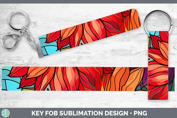 Stained Glass Flowers Gerbera Daisy Key Fob Sublimation Wris