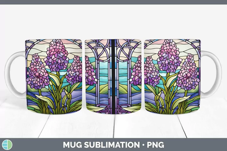 Stained Glass Flowers Hyacinth Mug Wrap Sublimation Coffee C