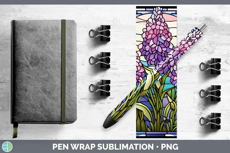 Stained Glass Flowers Hyacinth Pen Wrap Sublimation Epoxy Pe example image 1