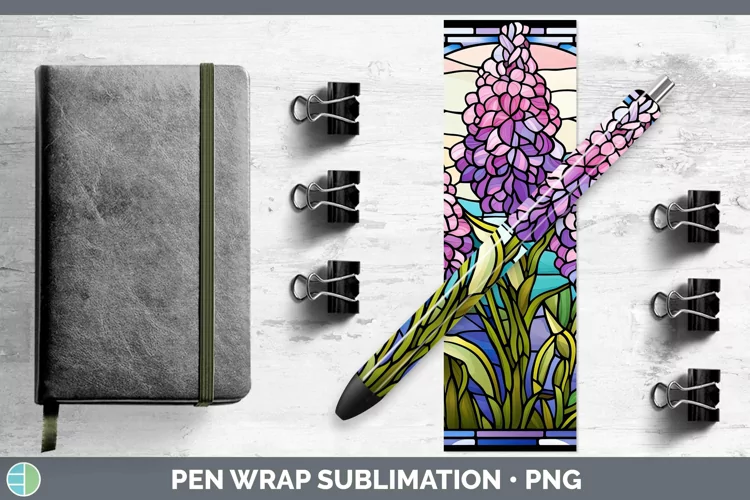 Stained Glass Flowers Hyacinth Pen Wrap Sublimation Epoxy Pe