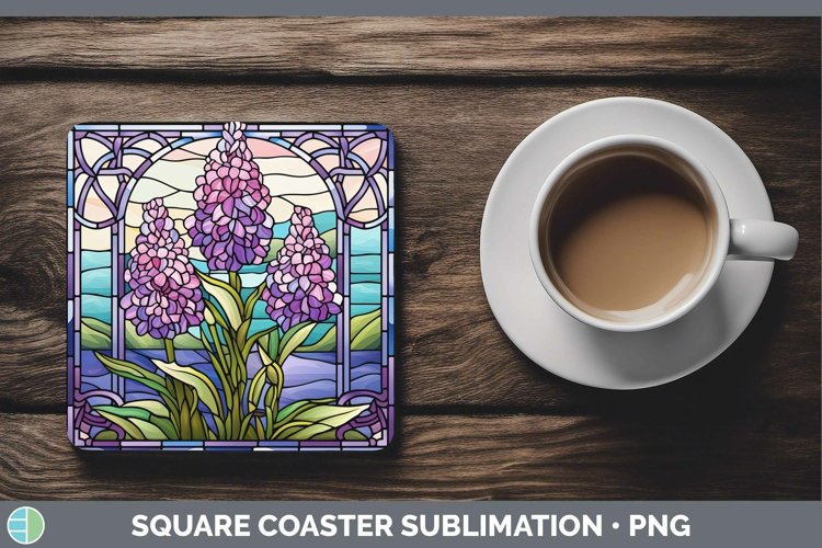 Stained Glass Flowers Hyacinth Square Coaster Sublimation Co example image 1