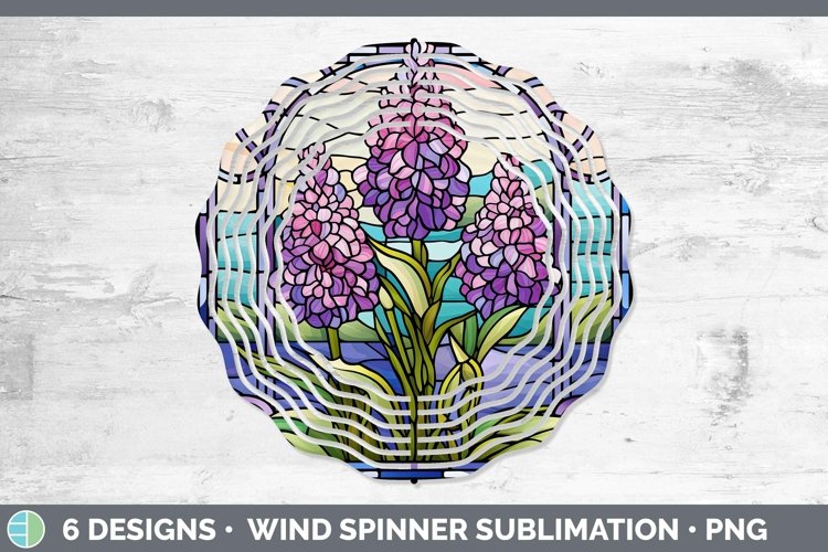 Stained Glass Flowers Hyacinth Wind Spinner Sublimation Spin example image 1