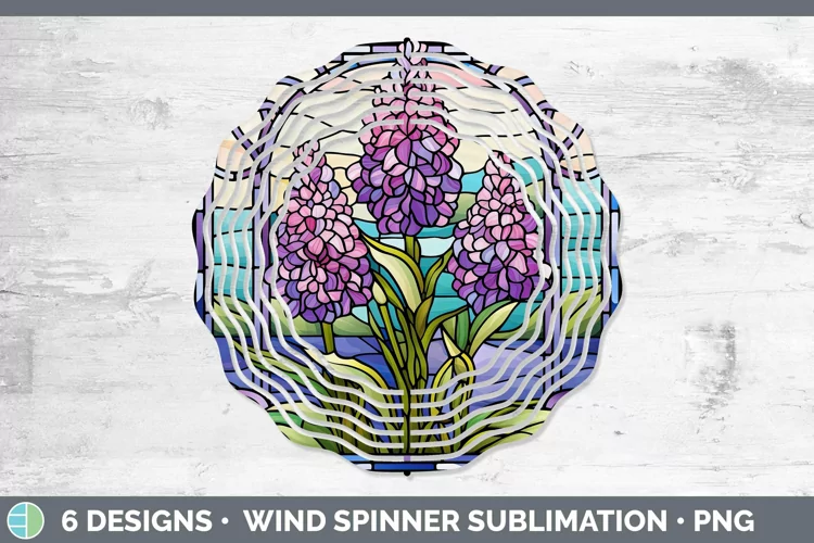 Stained Glass Flowers Hyacinth Wind Spinner Sublimation Spin