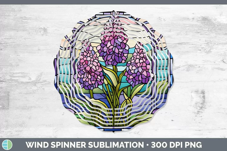 Stained Glass Flowers Hyacinth Wind Spinner Sublimation Spin