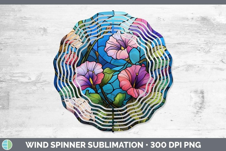 Stained Glass Flowers Morning Glory Wind Spinner Sublimation example image 1