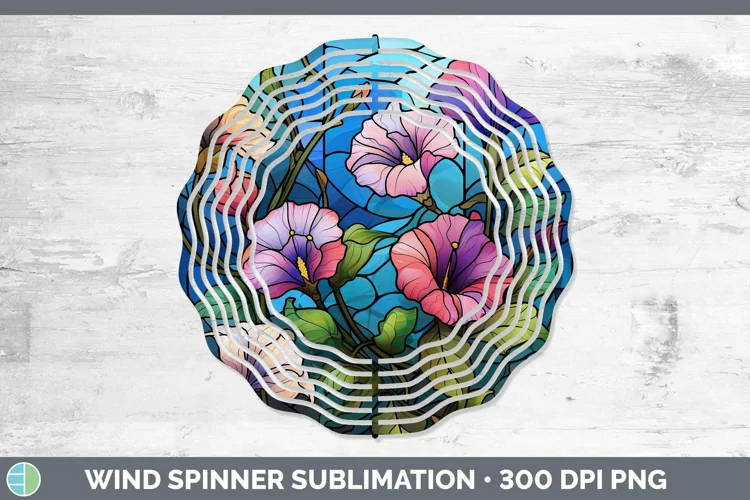Stained Glass Flowers Morning Glory Wind Spinner Sublimation