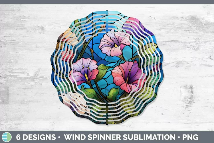 Stained Glass Flowers Morning Glory Wind Spinner Sublimation