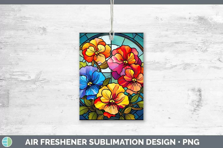 Stained Glass Flowers Pansy Air Freshener Sublimation Car Fr