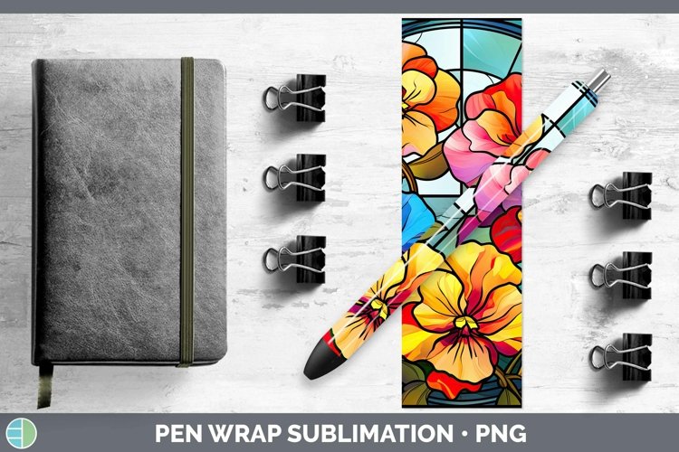 GorgeousStained Glass Flowers Pen Wrap design.
