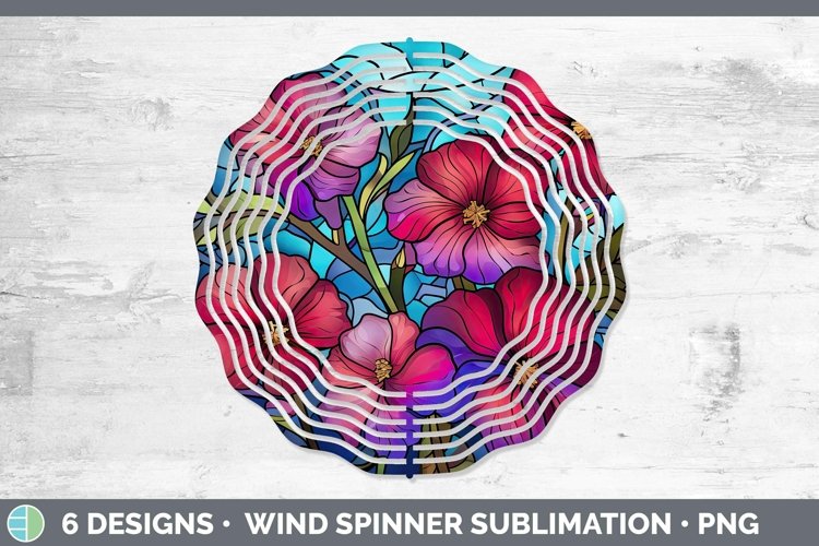 GorgeousStained Glass Flowers Wind Spinner design.