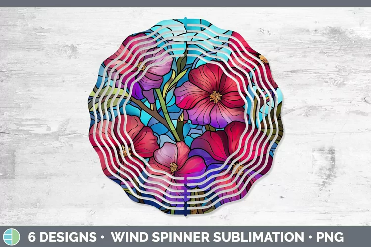 Stained Glass Flowers Petunia Wind Spinner Sublimation Spinn