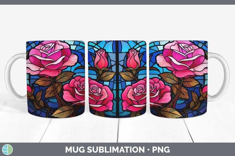 GorgeousStained Glass Flowers Mug Wrap design.