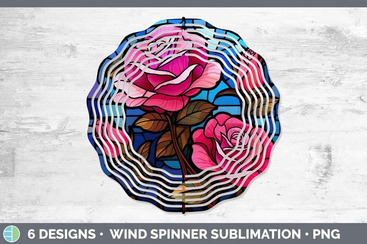 GorgeousStained Glass Flowers Wind Spinner design.