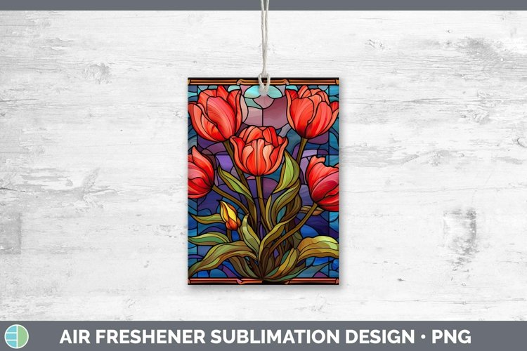 Stained Glass Flowers Tulip Air Freshener Sublimation Car Fr example image 1