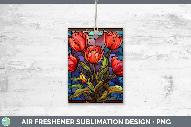 Stained Glass Flowers Tulip Air Freshener Sublimation Car Fr