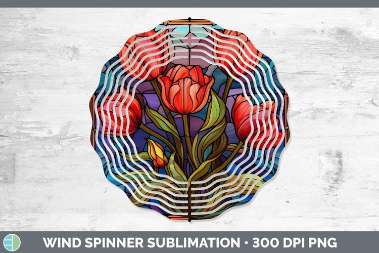 Stained Glass Flowers Tulip Wind Spinner Sublimation Spinner