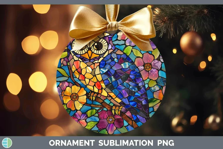 Stained Glass Owl Ornament Sublimation Bauble Designs