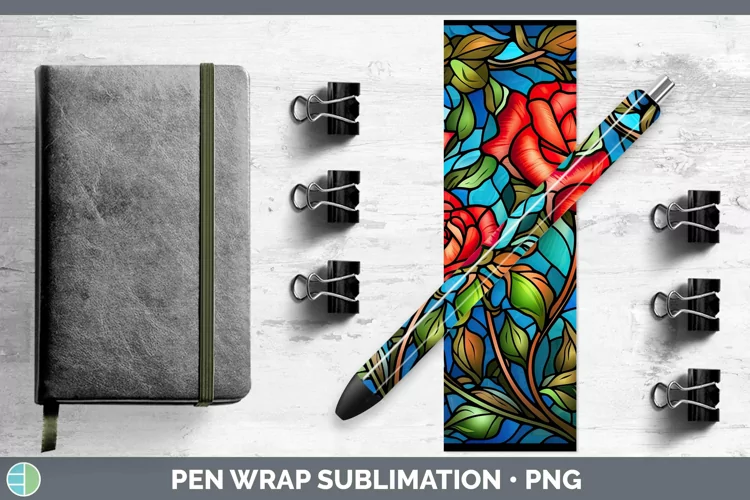 Stained Glass Rose Pen Wrap Sublimation Epoxy Pen Designs