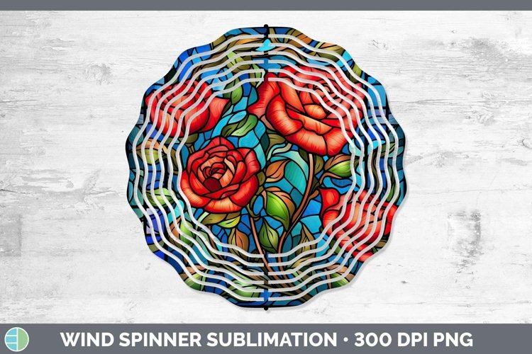 Stained Glass Rose Wind Spinner Sublimation Spinner Designs