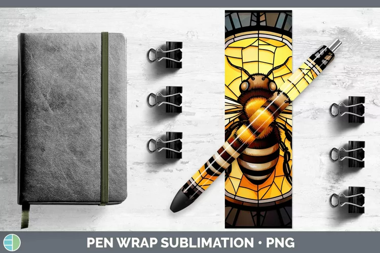Stained Glass Bee Pen Wrap Sublimation Epoxy Pen Designs