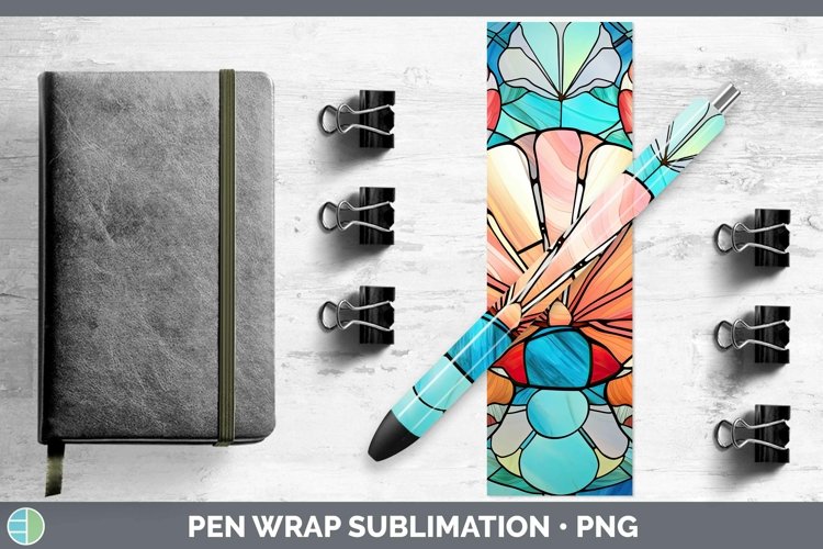 Stained Glass Seashell Pen Wrap Sublimation Epoxy Pen Design example image 1