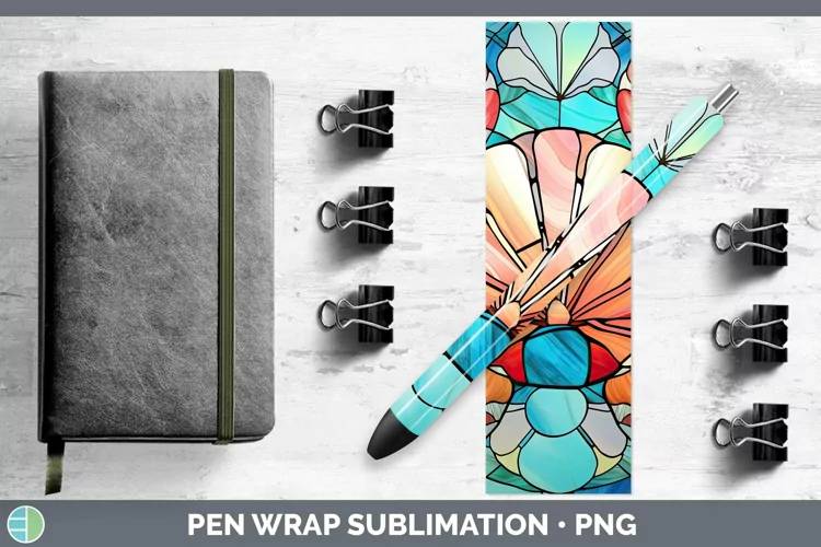 Stained Glass Seashell Pen Wrap Sublimation Epoxy Pen Design