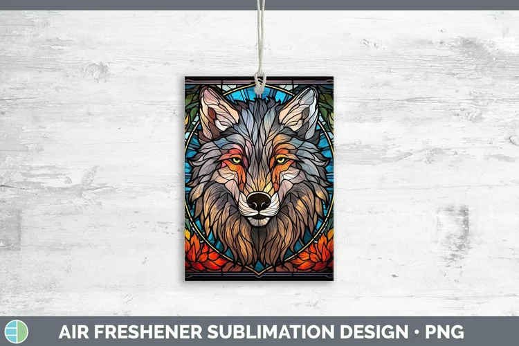 Stained Glass Wolf Air Freshener Sublimation Car Freshener D