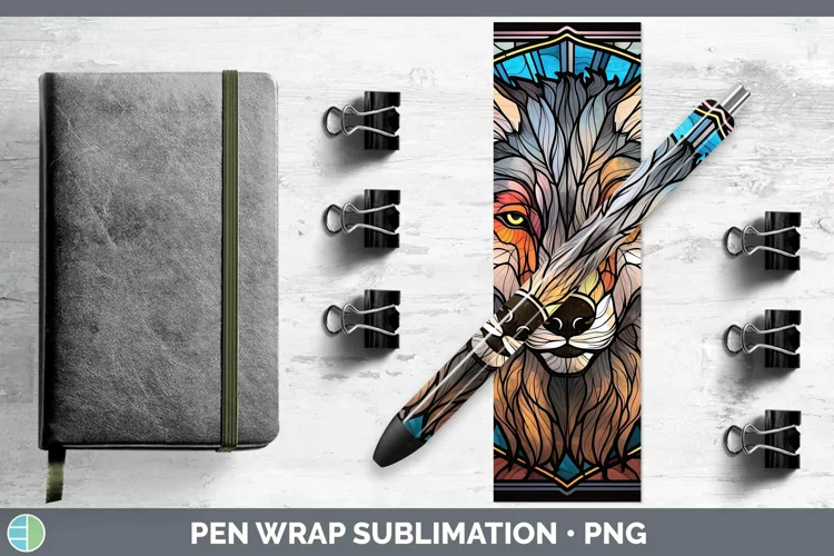 Stained Glass Wolf Pen Wrap Sublimation Epoxy Pen Designs