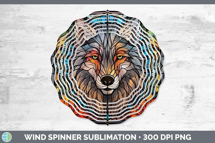 Stained Glass Wolf Wind Spinner Sublimation Spinner Designs example image 1