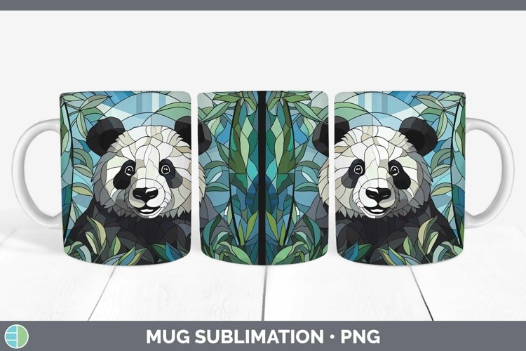 Stained Glass Panda Mug Wrap Sublimation Coffee Cup Designs example image 1