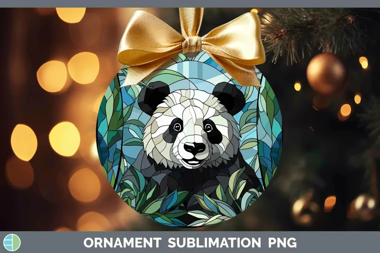 Stained Glass Panda Ornament Sublimation Bauble Designs
