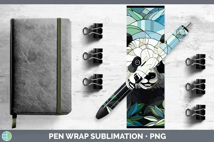 Stained Glass Panda Pen Wrap Sublimation Epoxy Pen Designs