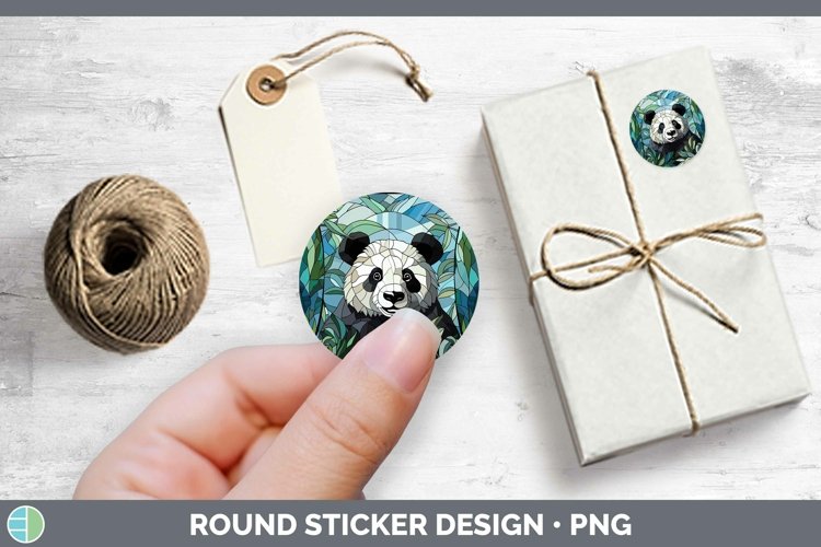 Stained Glass Panda Stickers | Round Labels Designs example image 1