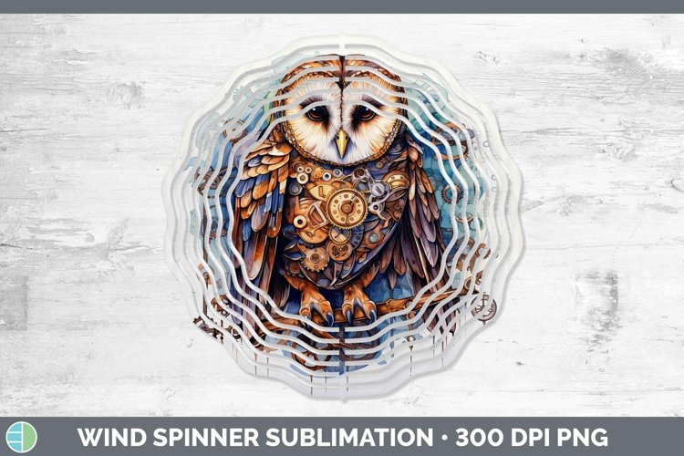 Steampunk Owl Wind Spinner Sublimation Spinner Designs