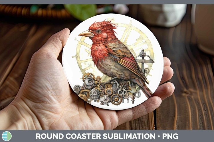 Steampunk Finch Round Coaster Sublimation Coaster Designs