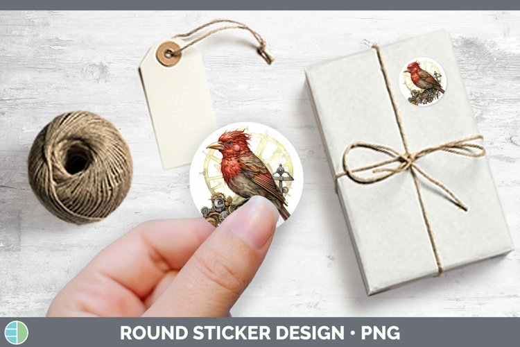 Steampunk Finch Stickers | Round Labels Designs