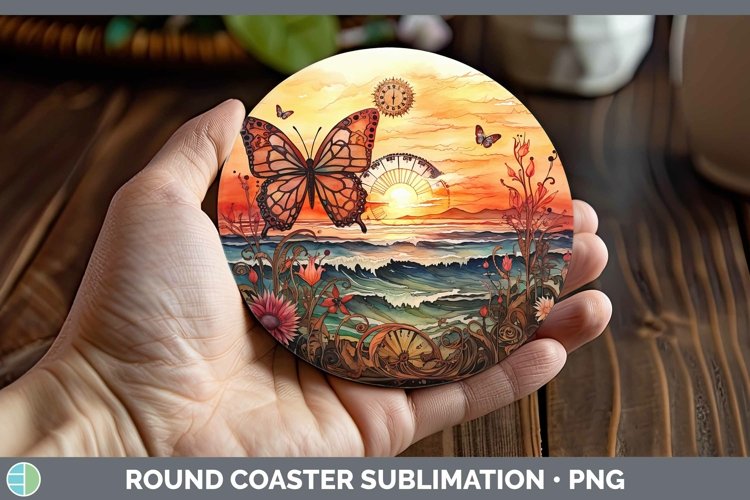 Steampunk Beach Round Coaster Sublimation Coaster Designs